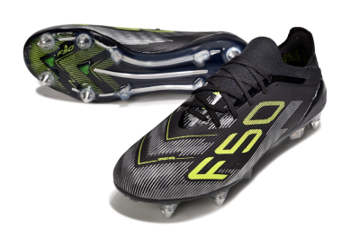 Adidas F50 Elite SG Soft Ground Soccer Cleats - Black/Yellow/Silver
