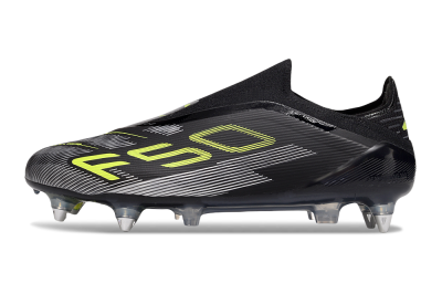 Adidas F50 Elite Laceless SG Soft Ground Soccer Cleats - Black/Yellow/Silver