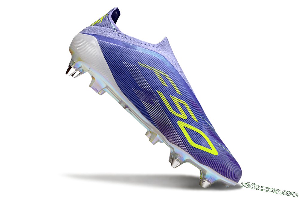Adidas F50 Elite Laceless SG Soft Ground Soccer Cleats - Purple/Yellow/Silver 4