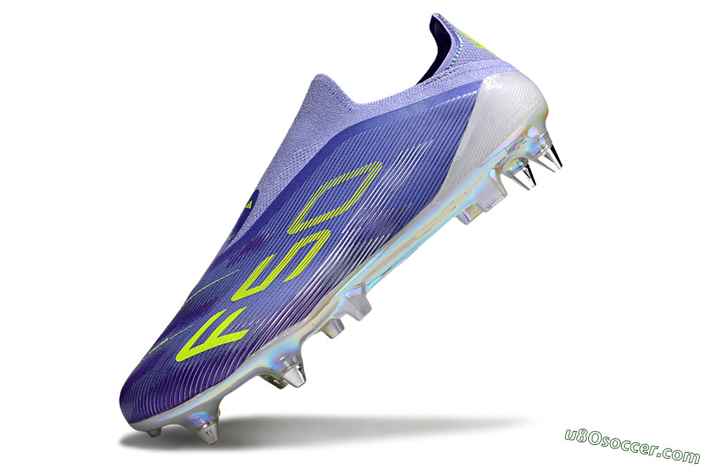 Adidas F50 Elite Laceless SG Soft Ground Soccer Cleats - Purple/Yellow/Silver 5