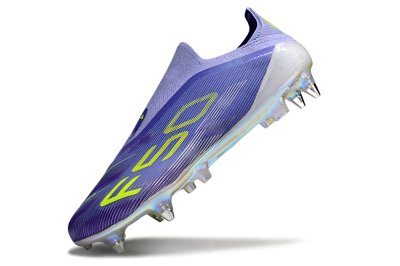 Adidas F50 Elite Laceless SG Soft Ground Soccer Cleats - Purple/Yellow/Silver