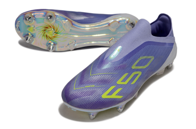Adidas F50 Elite Laceless SG Soft Ground Soccer Cleats - Purple/Yellow/Silver