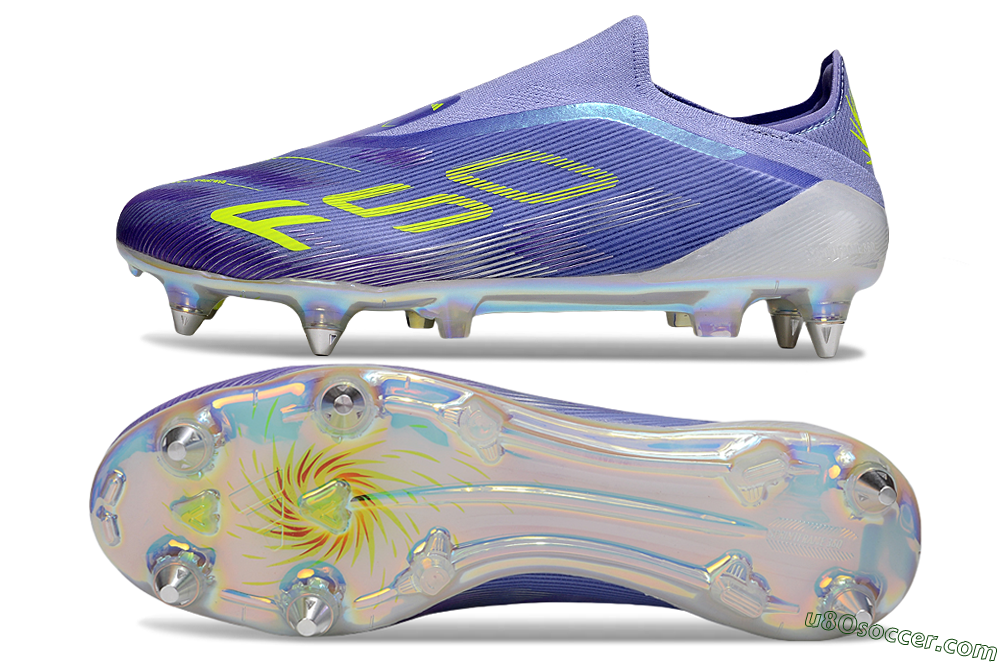 Adidas F50 Elite Laceless SG Soft Ground Soccer Cleats - Purple/Yellow/Silver 0