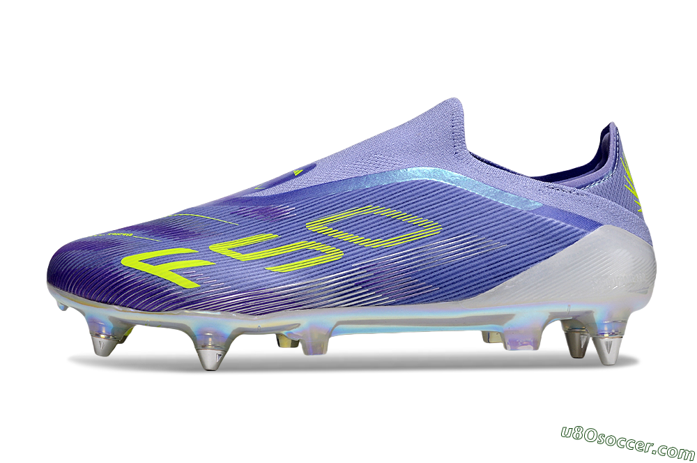 Adidas F50 Elite Laceless SG Soft Ground Soccer Cleats - Purple/Yellow/Silver 2
