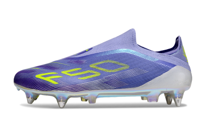 Adidas F50 Elite Laceless SG Soft Ground Soccer Cleats - Purple/Yellow/Silver