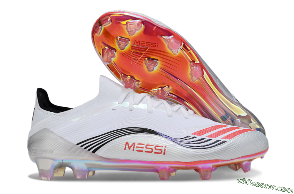 Messi x Adidas F50 Elite FG Firm Ground Soccer Cleats - White/Silver/Red 1