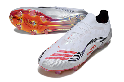 Messi x Adidas F50 Elite FG Firm Ground Soccer Cleats - White/Silver/Red
