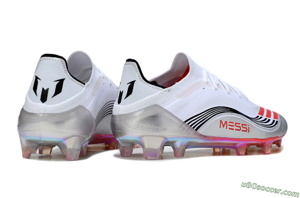 Messi x Adidas F50 Elite FG Firm Ground Soccer Cleats - White/Silver/Red 6