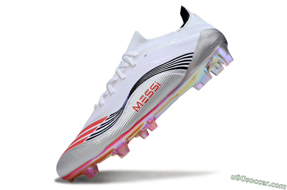 Messi x Adidas F50 Elite FG Firm Ground Soccer Cleats - White/Silver/Red 5