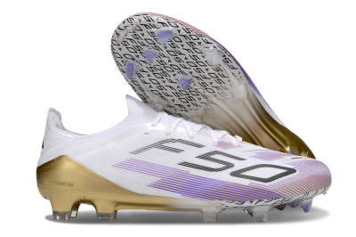 Adidas F50 Elite FG Firm Ground Soccer Cleats - White/Purple/Black