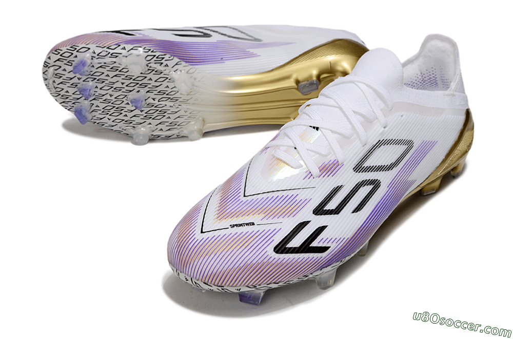 Adidas F50 Elite FG Firm Ground Soccer Cleats - White/Purple/Black 3