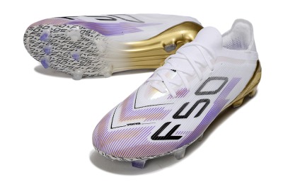 Adidas F50 Elite FG Firm Ground Soccer Cleats - White/Purple/Black