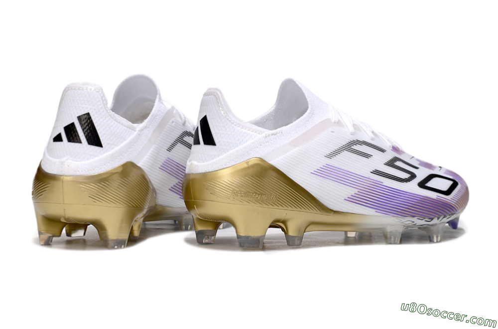 Adidas F50 Elite FG Firm Ground Soccer Cleats - White/Purple/Black 6