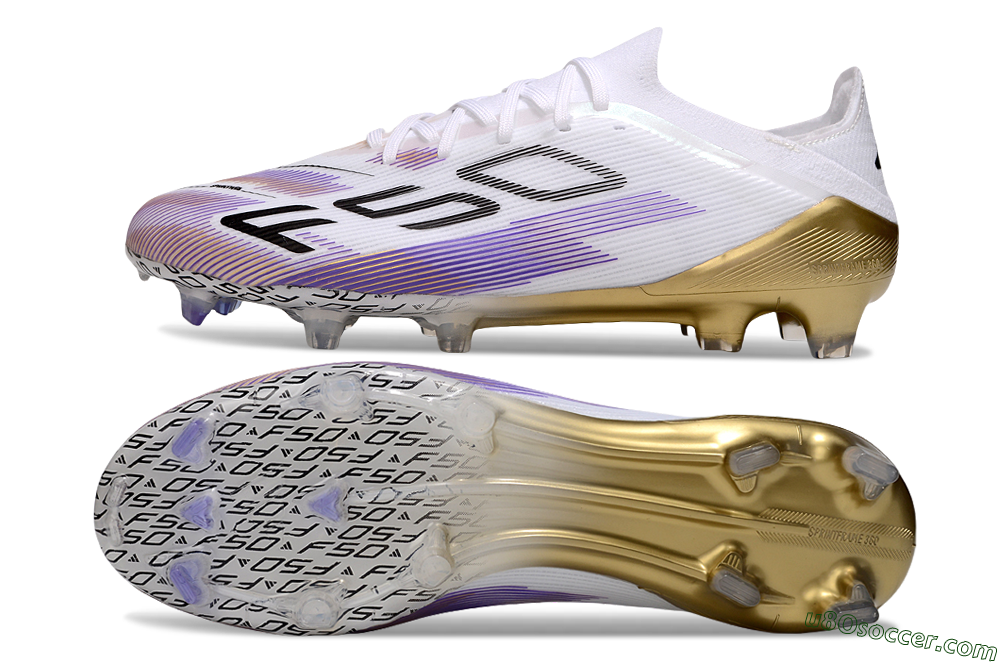 Adidas F50 Elite FG Firm Ground Soccer Cleats - White/Purple/Black 0