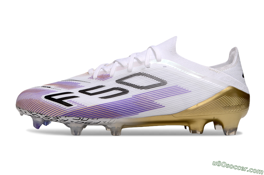 Adidas F50 Elite FG Firm Ground Soccer Cleats - White/Purple/Black 2