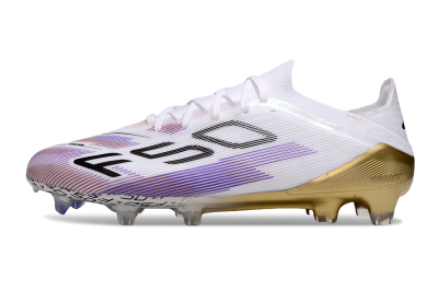 Adidas F50 Elite FG Firm Ground Soccer Cleats - White/Purple/Black