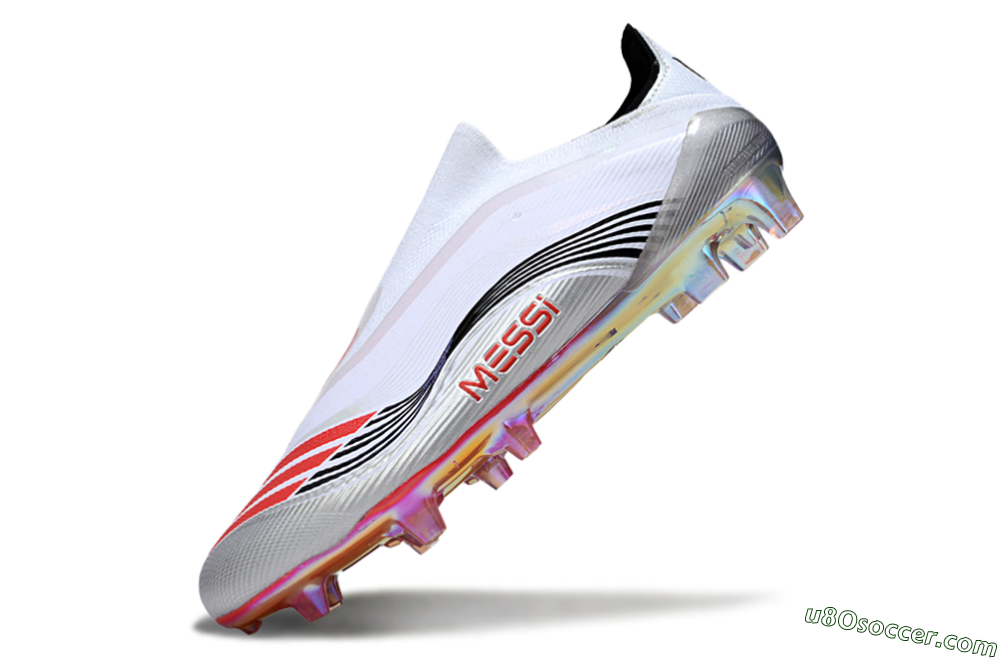 Messi x Adidas F50 Elite FG Firm Ground Soccer Cleats - White/Silver/Red 5