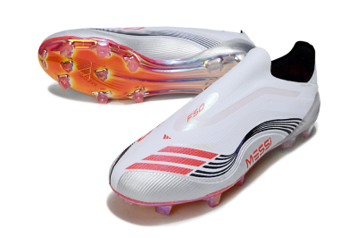 Messi x Adidas F50 Elite FG Firm Ground Soccer Cleats - White/Silver/Red
