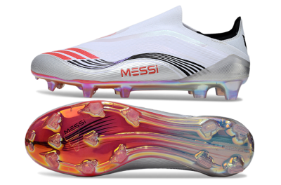 Messi x Adidas F50 Elite FG Firm Ground Soccer Cleats - White/Silver/Red