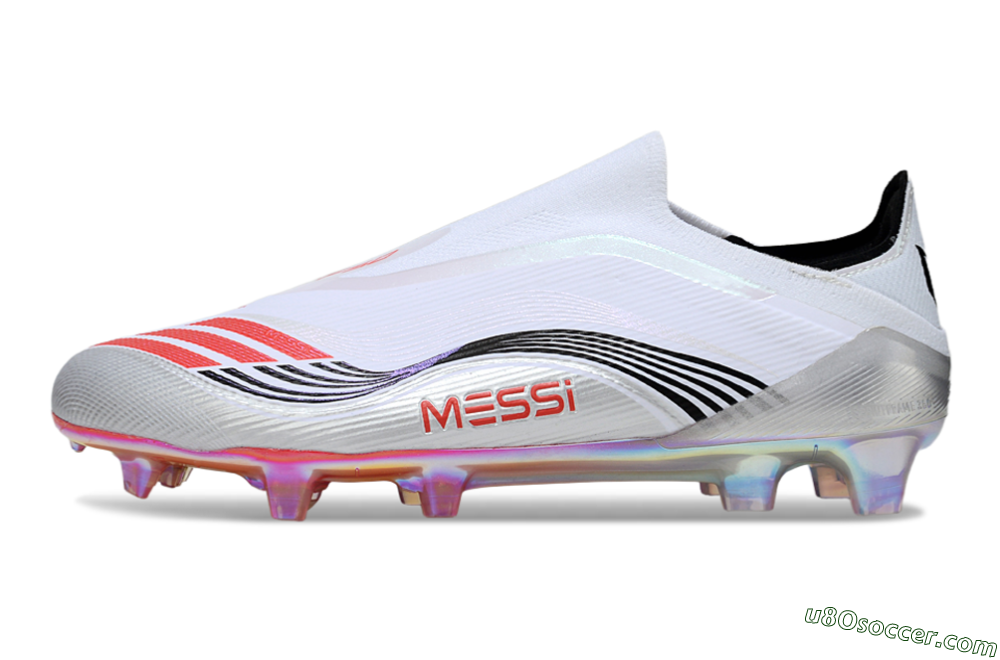 Messi x Adidas F50 Elite FG Firm Ground Soccer Cleats - White/Silver/Red 2