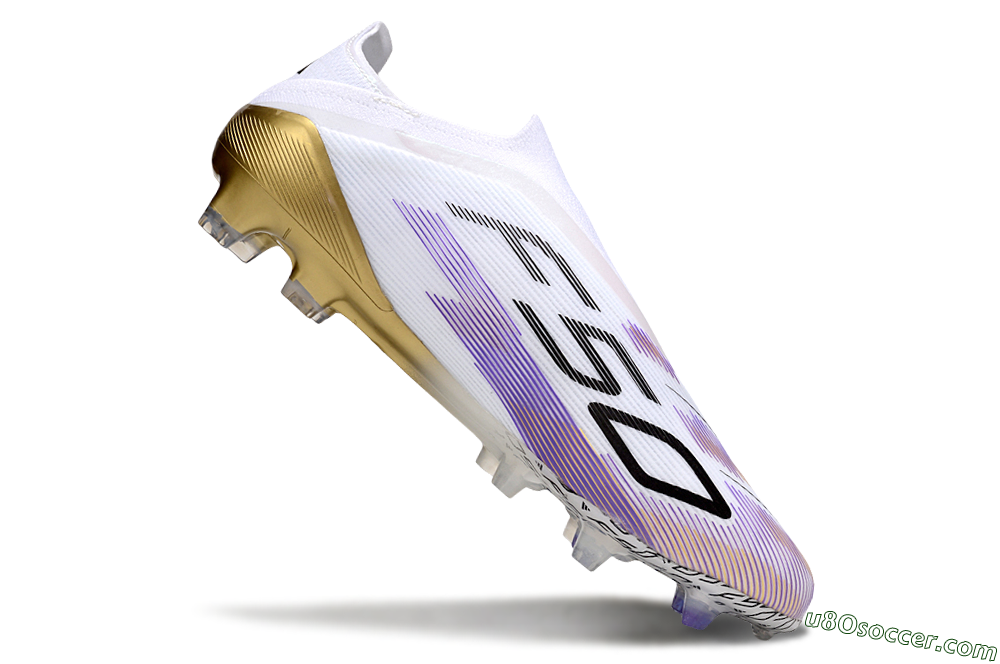 Adidas F50 Elite Laceless FG Firm Ground Soccer Cleats - White/Purple/Black 4