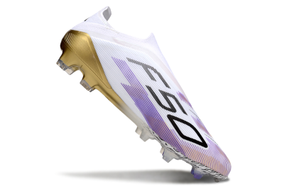Adidas F50 Elite Laceless FG Firm Ground Soccer Cleats - White/Purple/Black