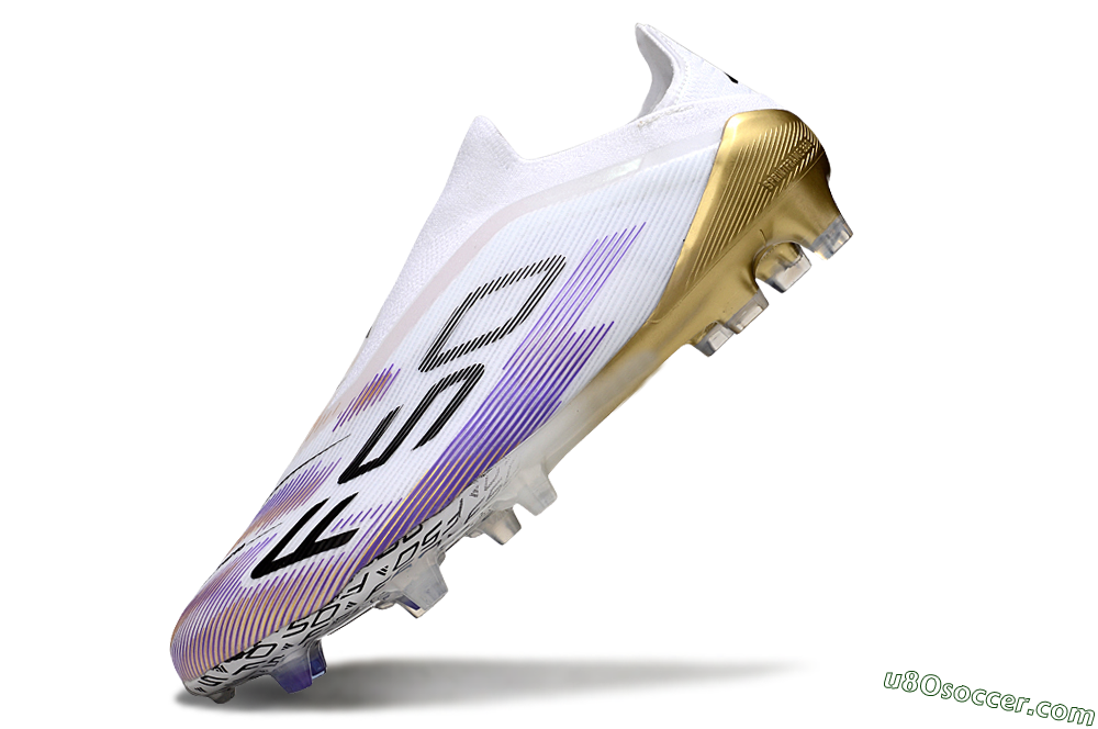 Adidas F50 Elite Laceless FG Firm Ground Soccer Cleats - White/Purple/Black 5