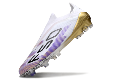 Adidas F50 Elite Laceless FG Firm Ground Soccer Cleats - White/Purple/Black