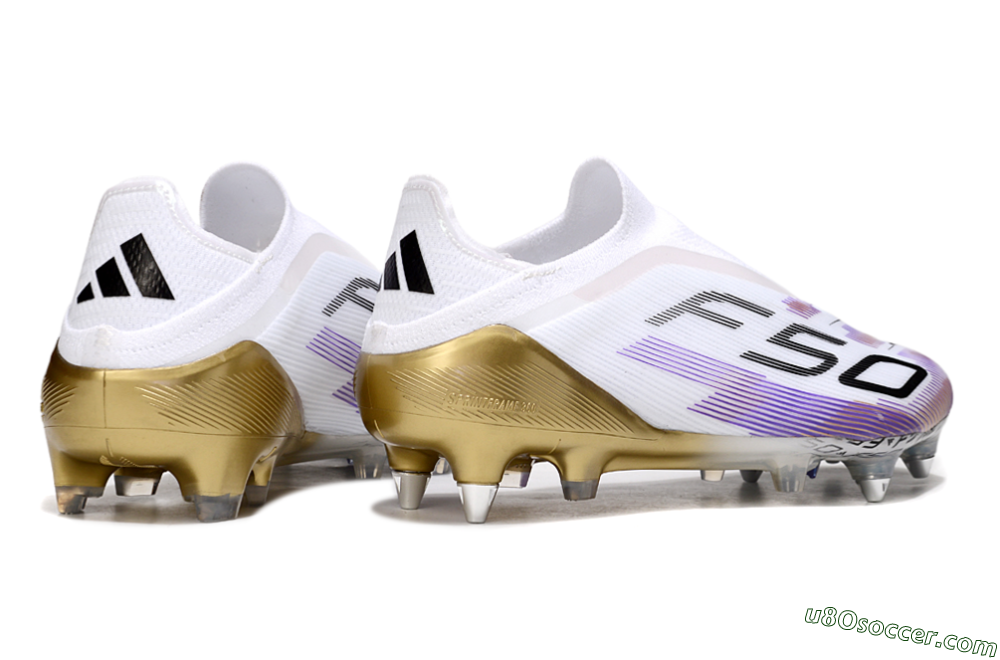 Adidas F50 Elite Laceless FG Firm Ground Soccer Cleats - White/Purple/Black 6