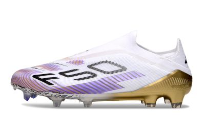 Adidas F50 Elite Laceless FG Firm Ground Soccer Cleats - White/Purple/Black
