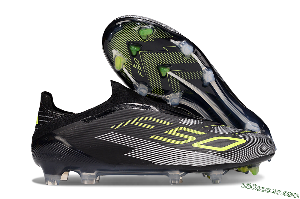 Adidas F50 Elite Laceless FG Firm Ground Soccer Cleats - Black/Yellow/Silver 1