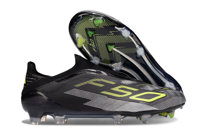 Adidas F50 Elite Laceless FG Firm Ground Soccer Cleats - Black/Yellow/Silver