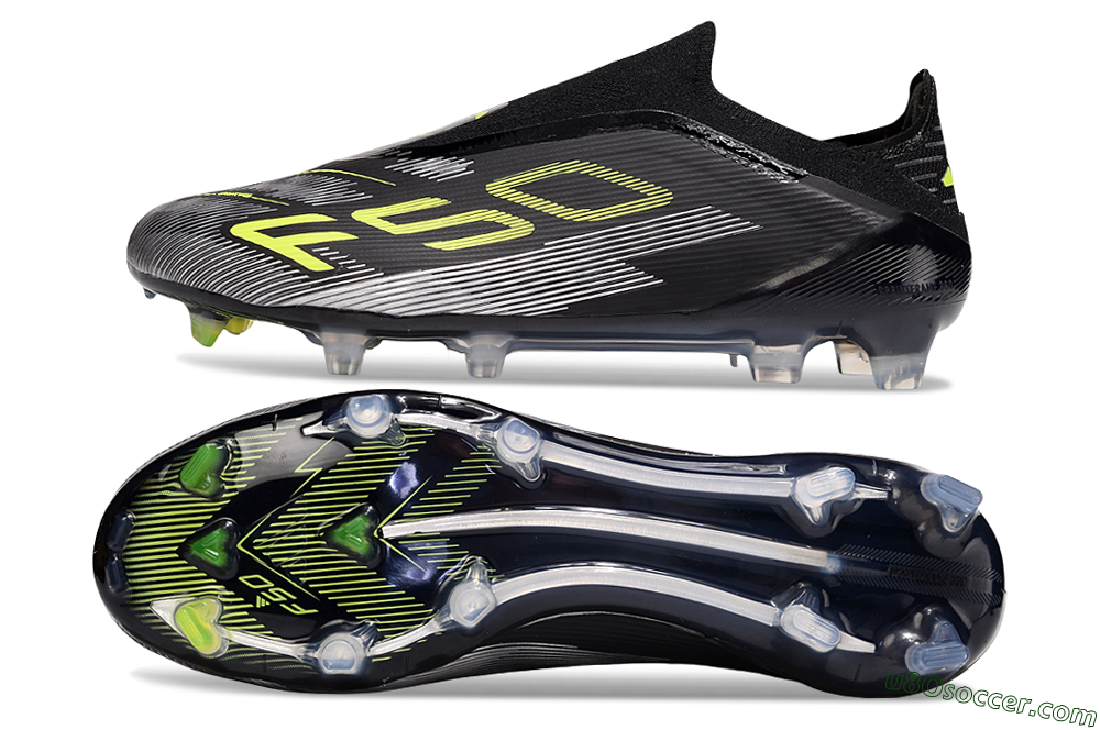 Adidas F50 Elite Laceless FG Firm Ground Soccer Cleats - Black/Yellow/Silver 0