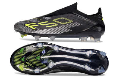 Adidas F50 Elite Laceless FG Firm Ground Soccer Cleats - Black/Yellow/Silver