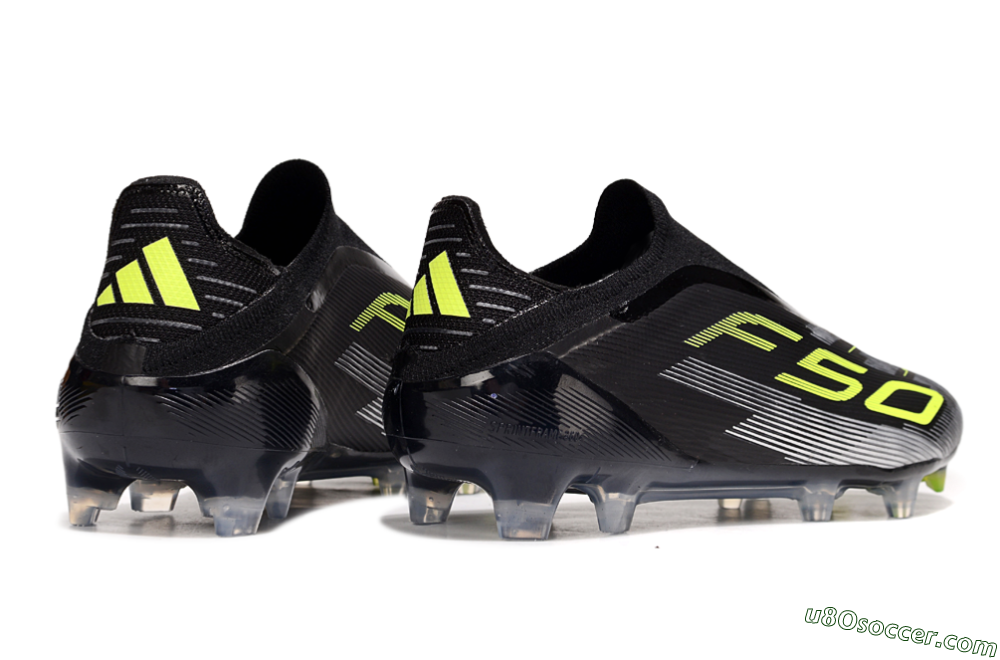 Adidas F50 Elite Laceless FG Firm Ground Soccer Cleats - Black/Yellow/Silver 6
