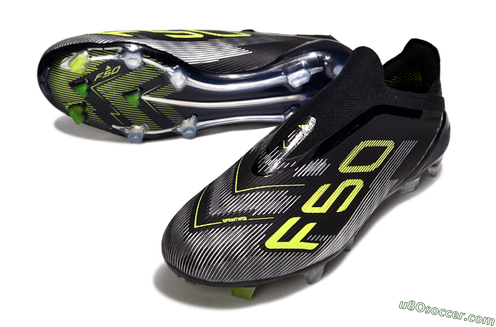 Adidas F50 Elite Laceless FG Firm Ground Soccer Cleats - Black/Yellow/Silver 3