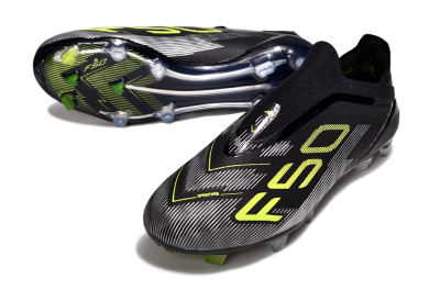 Adidas F50 Elite Laceless FG Firm Ground Soccer Cleats - Black/Yellow/Silver