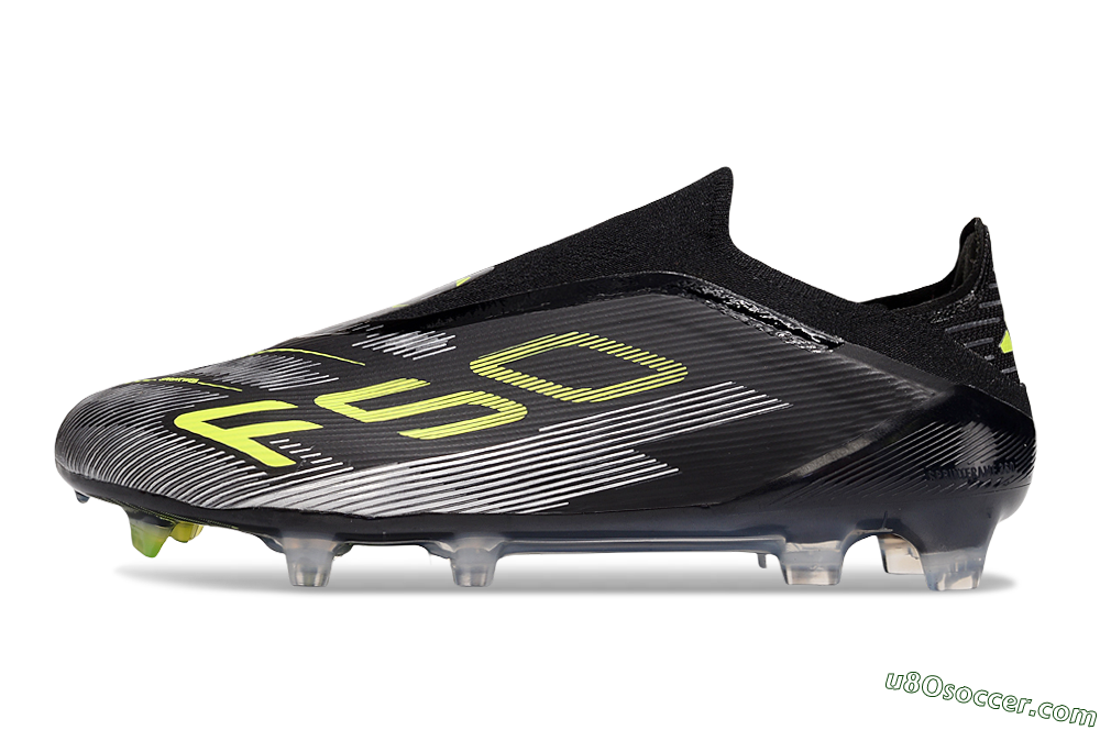 Adidas F50 Elite Laceless FG Firm Ground Soccer Cleats - Black/Yellow/Silver 2