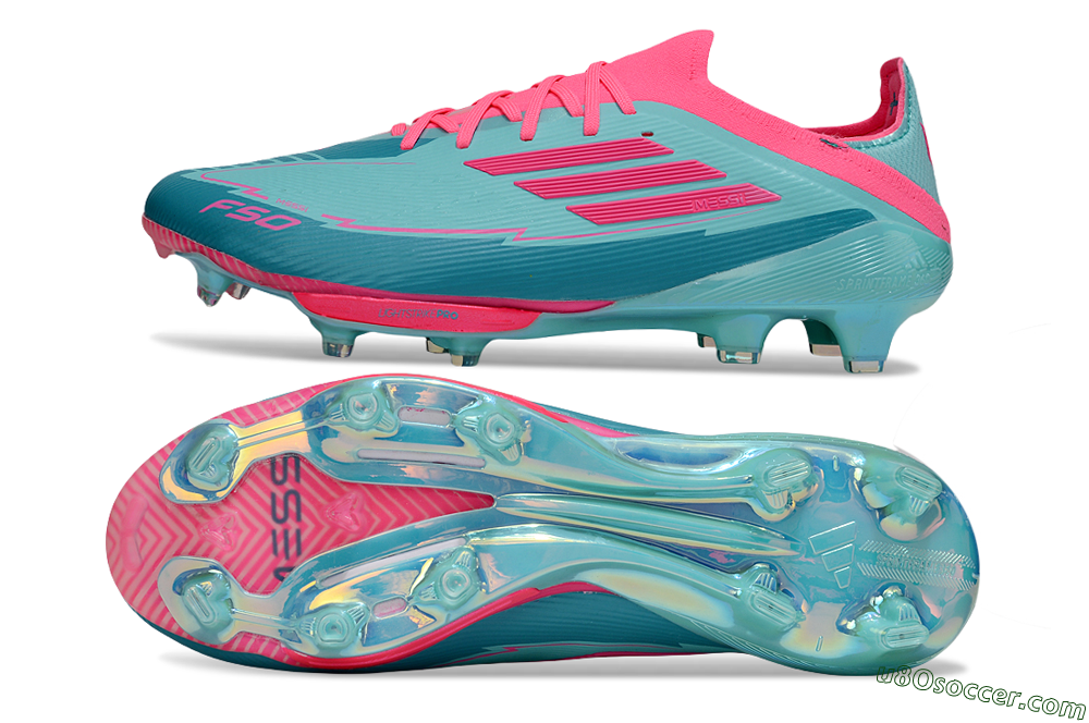 Messi x Adidas F50+ Elite Lightstrike Pro FG Firm Ground Soccer Cleats - Jade/Pink 0