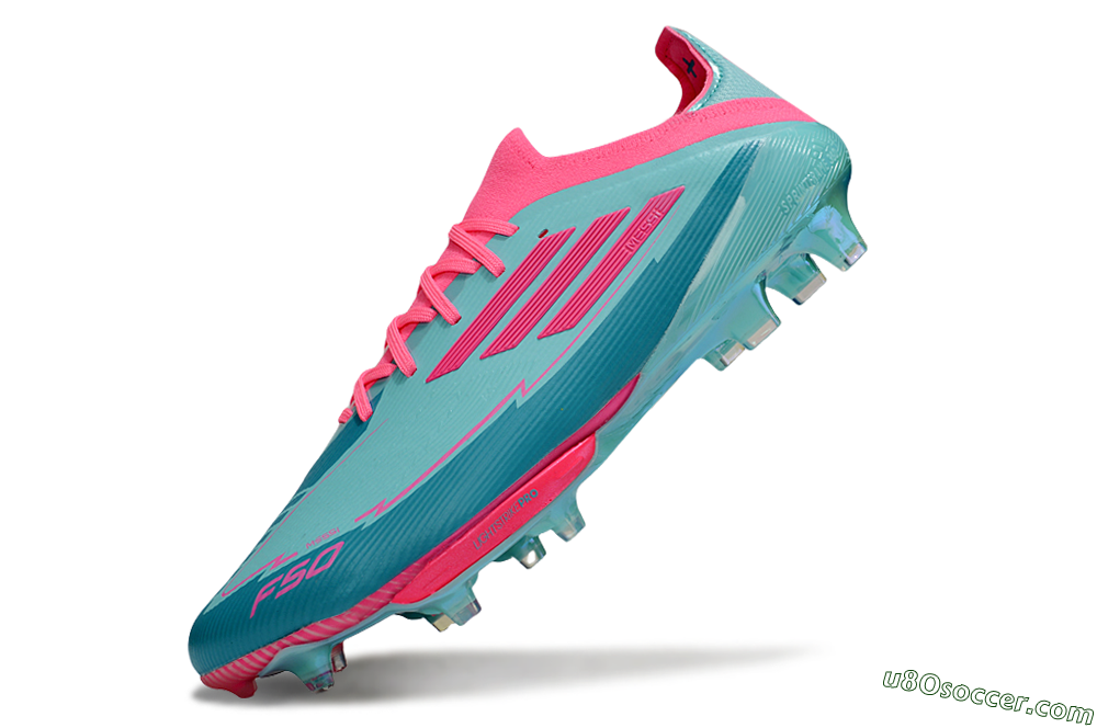 Messi x Adidas F50+ Elite Lightstrike Pro FG Firm Ground Soccer Cleats - Jade/Pink 5