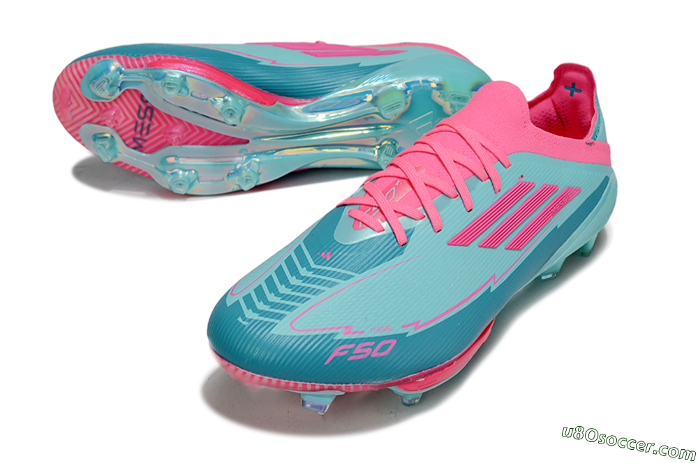 Messi x Adidas F50+ Elite Lightstrike Pro FG Firm Ground Soccer Cleats - Jade/Pink 3