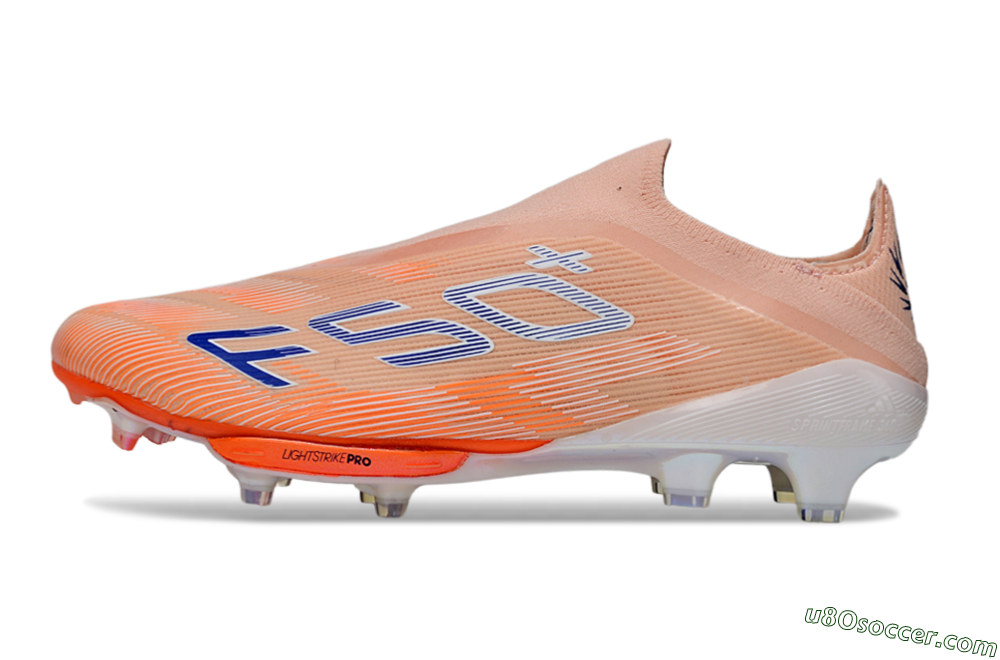 Adidas F50+ Elite Lightstrike Pro Laceless FG Firm Ground Soccer Cleats - Pink/Orange/White 2