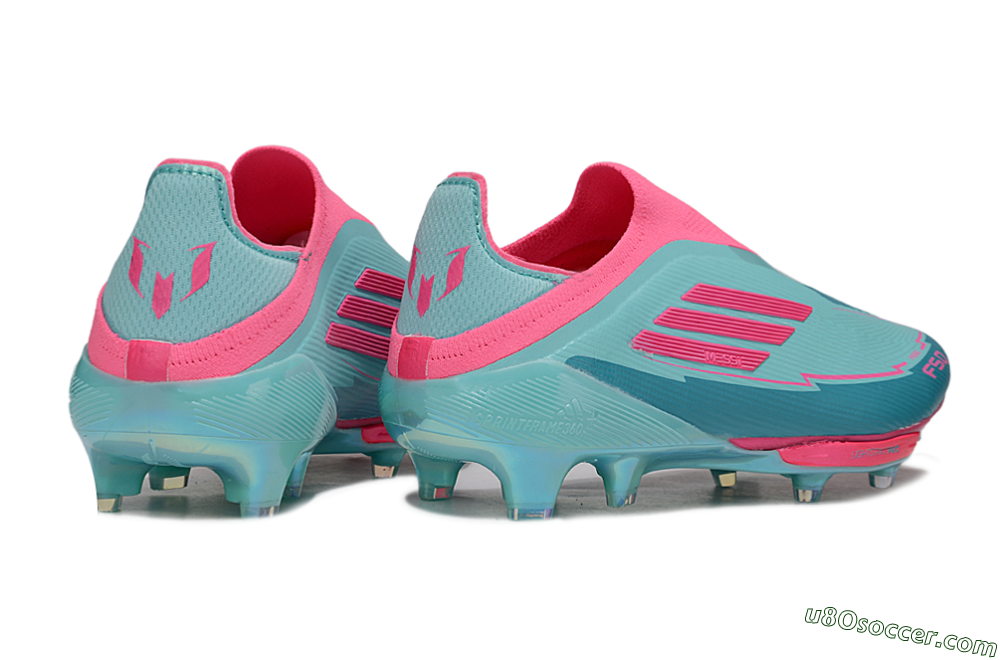 Messi x Adidas F50+ Elite Lightstrike Pro Laceless FG Firm Ground Soccer Cleats - Jade/Pink 6