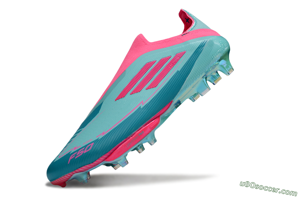 Messi x Adidas F50+ Elite Lightstrike Pro Laceless FG Firm Ground Soccer Cleats - Jade/Pink 5