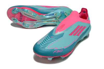 Messi x Adidas F50+ Elite Lightstrike Pro Laceless FG Firm Ground Soccer Cleats - Jade/Pink