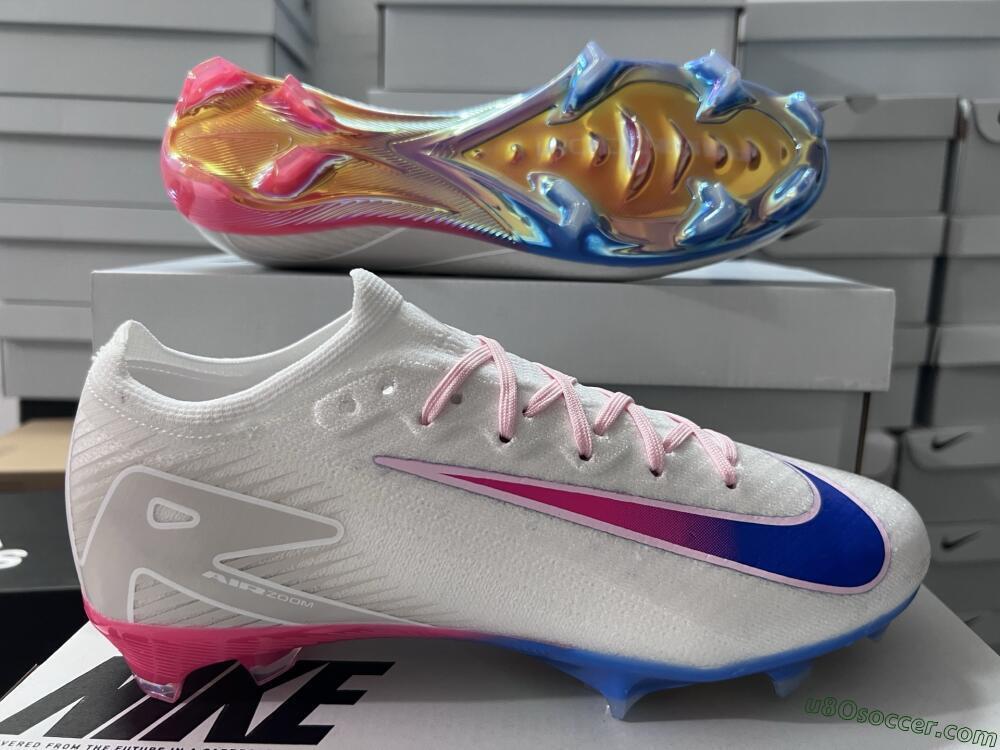 Nike Air Zoom Mercurial Vapor 16 Elite FG Firm Ground Soccer Cleats - White/Blue/Pink