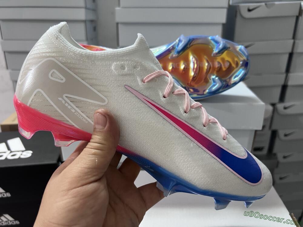 Nike Air Zoom Mercurial Vapor 16 Elite FG Firm Ground Soccer Cleats - White/Blue/Pink