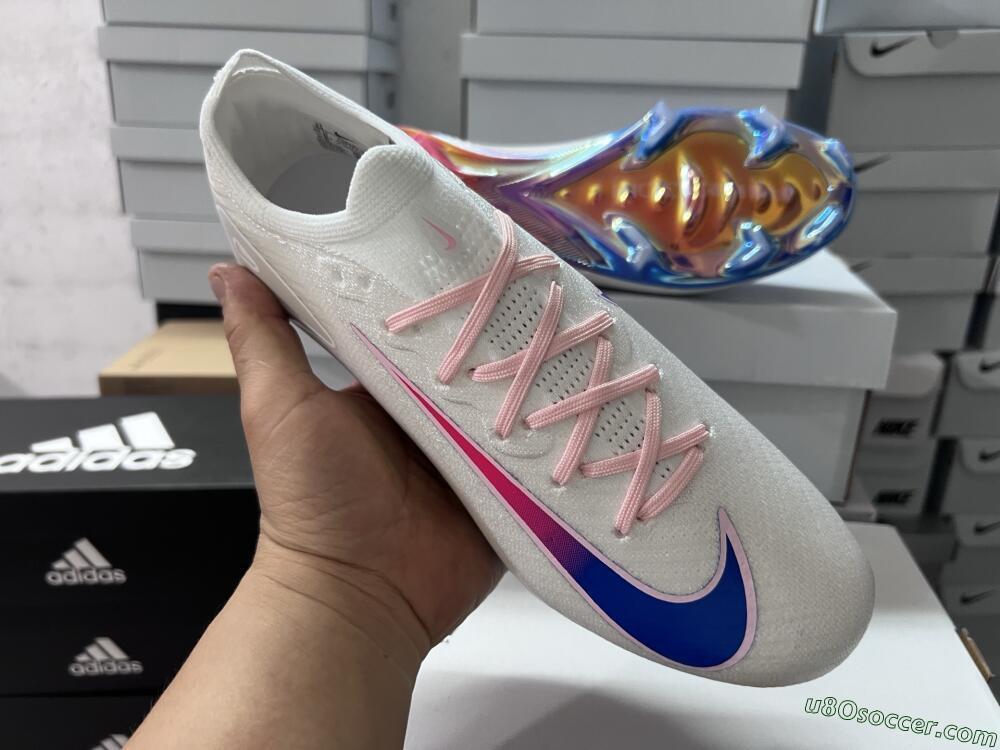 Nike Air Zoom Mercurial Vapor 16 Elite FG Firm Ground Soccer Cleats - White/Blue/Pink