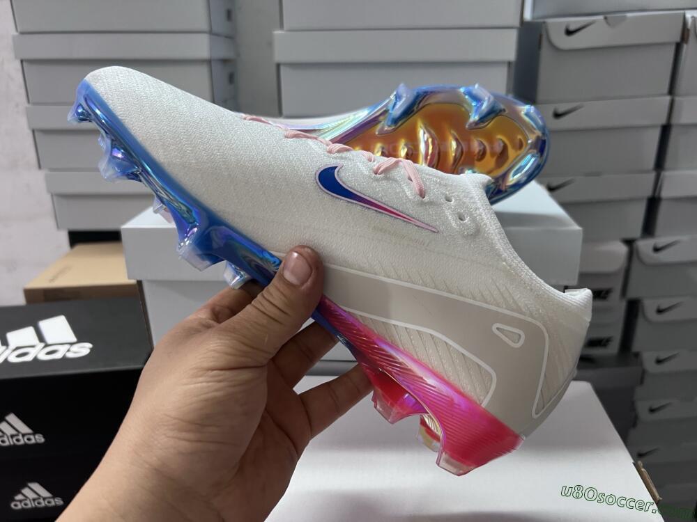 Nike Air Zoom Mercurial Vapor 16 Elite FG Firm Ground Soccer Cleats - White/Blue/Pink
