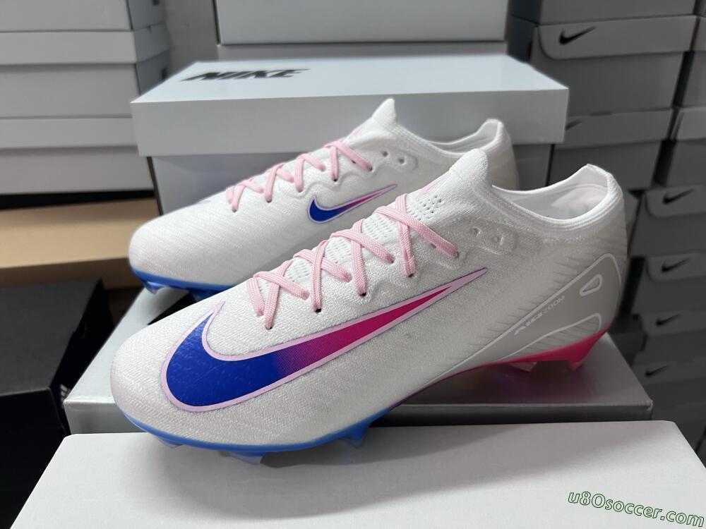 Nike Air Zoom Mercurial Vapor 16 Elite FG Firm Ground Soccer Cleats - White/Blue/Pink